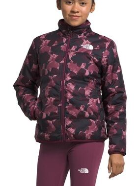 The North Face Kids' Printed Puffer Jacket in Berry and Black